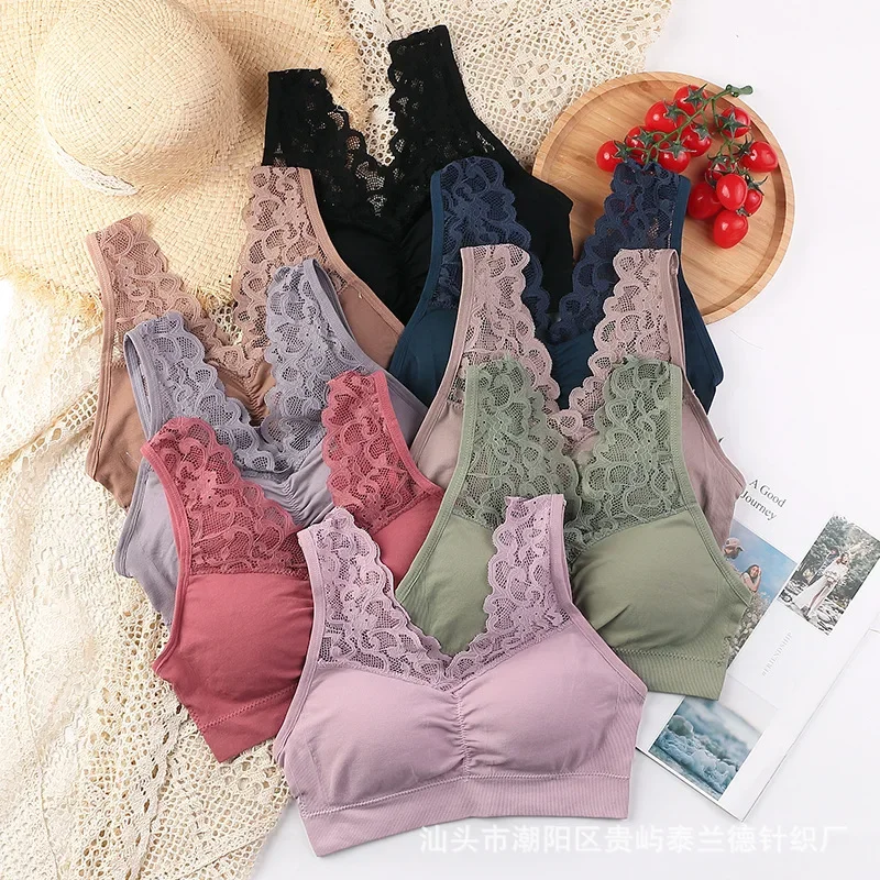 

Lace Plus Size Comfortable Seamless Back Bra Wrapped in Bra Without Steel Ring Bra Inner Pair Underwear for Women