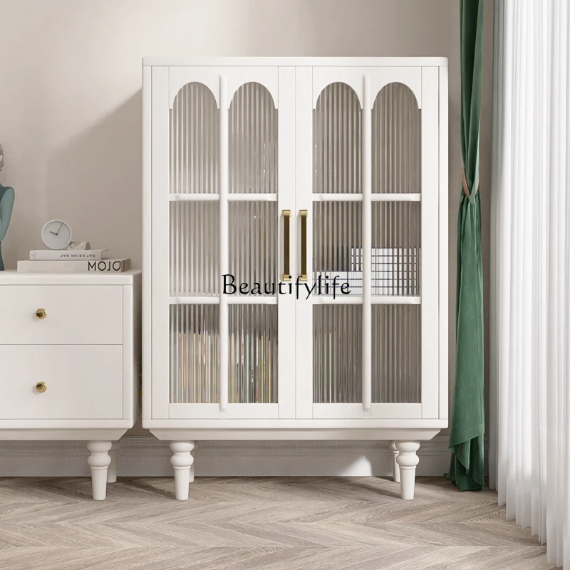 American-Style Solid Wood Side Cabinet Living Room Locker French Entry Lux