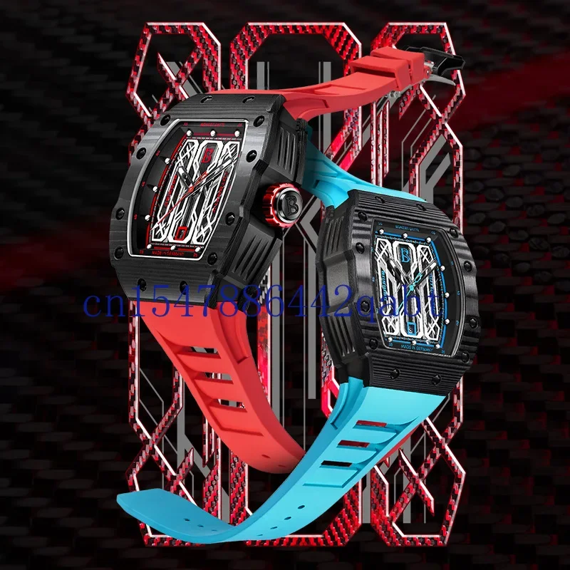 BONEST GATTI Brand Watch Men's Cool Business Carbon Fiber Mechanical Watch