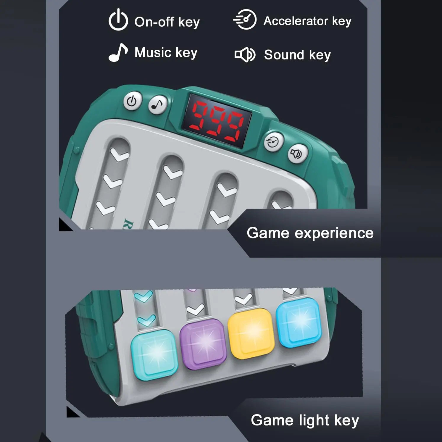Sensory Fidget Toy Anti Stress Toy Music Puzzle Game Push Puzzle Game Electronic Music Rhythm Push Game Machine Handheld Travel Fast Press Push Toy Autism Puzzle with Light Toy Gift