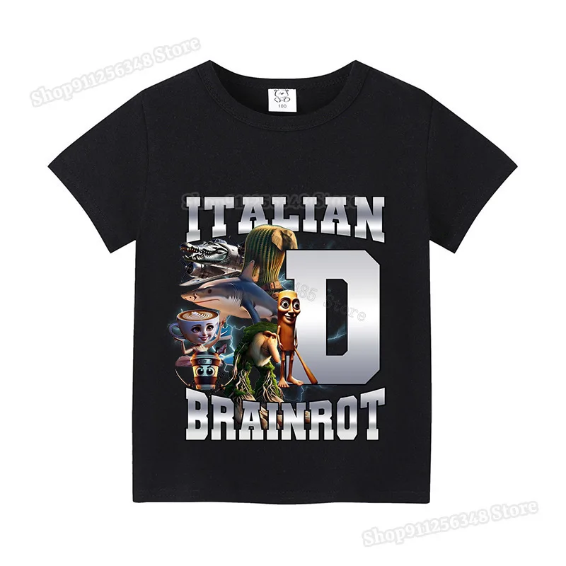 Brainrot Italiano Letter A-Z T-shirt for Kid Clothes Brain Rot Meme ...