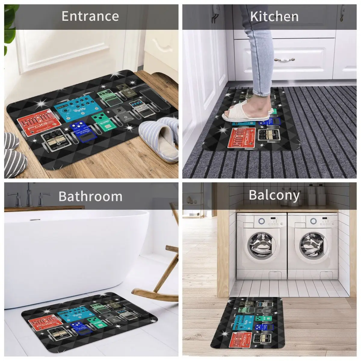 Pedal Board Of The Starz Guitar Anti-Slip Rug Doormat Living Room Mat Hallway Carpet Welcome Decorative 5