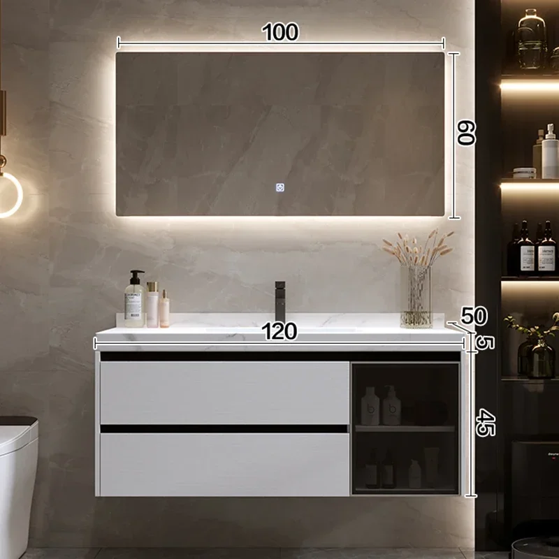 Nordic Simple Bathroom Cabinets Multifunction Wall-mounted Vanity with Sink Smart Mirror Cabinets Furniture Arredo Bagno FYBC