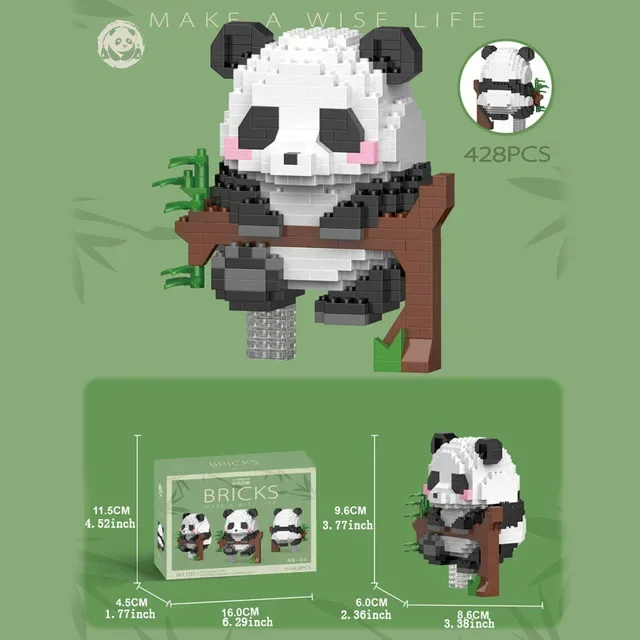 2023 neue kreative Mini chinesische Tier Panda Modell Baustein Moc DIY Diamant Ziegel Spielzeug für Kinder Jungen Mädchen Geschenke – Detail 5