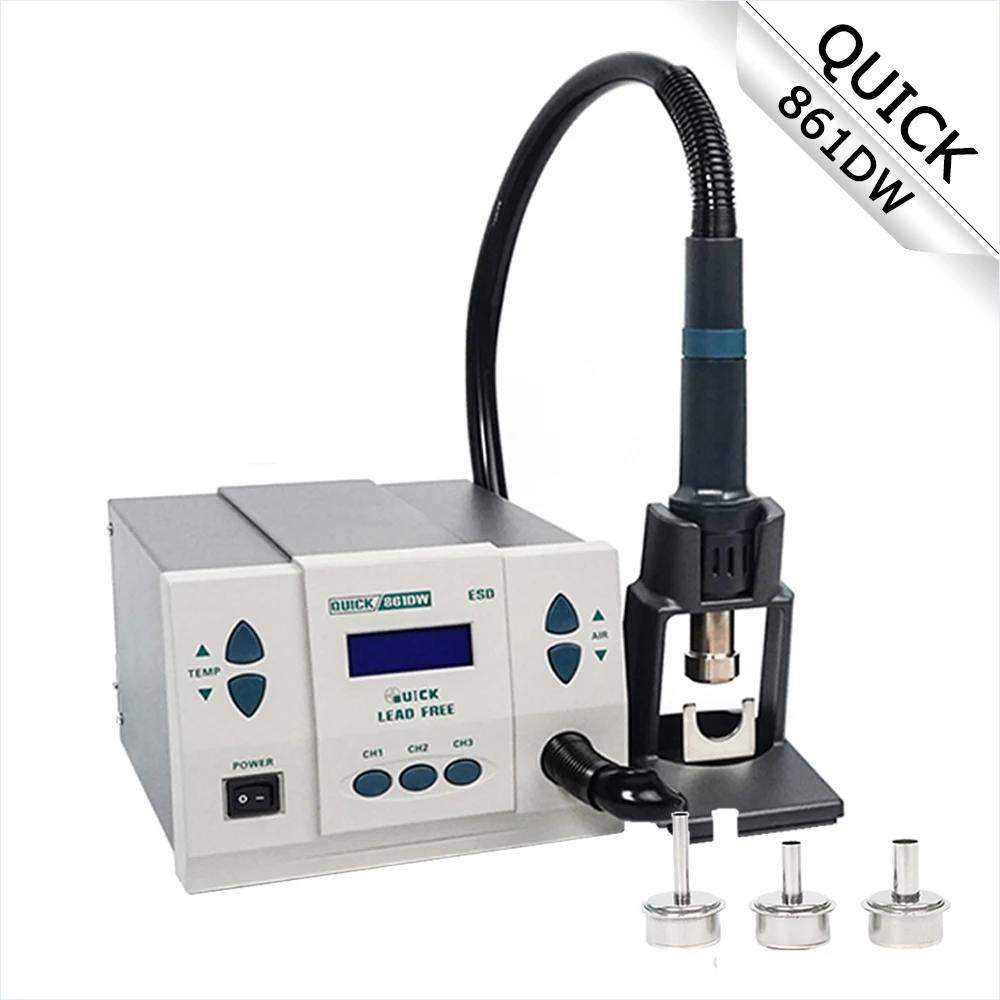 

QUICK 861DW Hot Air Rework Station Soldering Station Intelligent Digital Display 1000W Desoldering Station For PCB Chip Repair
