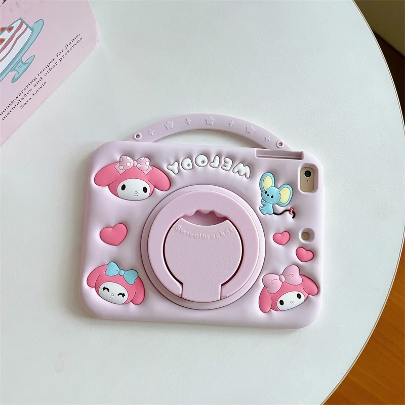 Adorable Cartoon Melody Silicone Tablet Holder with 360-Degree Rotation Cover
