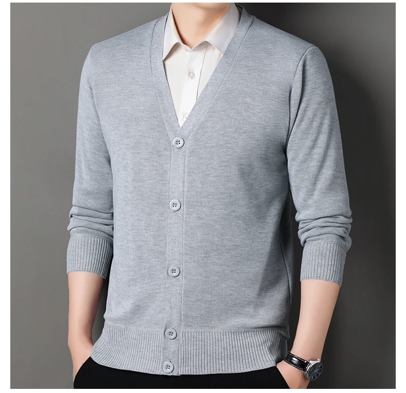 Männer Smart Casual Strickjacke V-ausschnitt Pullover Männer der Herbst Winter Kleidung Taste Stricken Strickjacken Herren Stricken Pullover Outwear – Detail 15