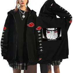 Sweat shirt à capuche pour homme et femme, vêtement surdimensionné avec imprimé graphique de dessin animé japonais, Akatsuki, Harajuku 