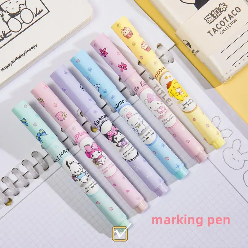 

Kawaii Sanrio Marking Pen Cute Cartoon Hello Kitty Kuromi My Melody Cinnamoroll Ins Highlighter Stationery Office Supplies Gifts