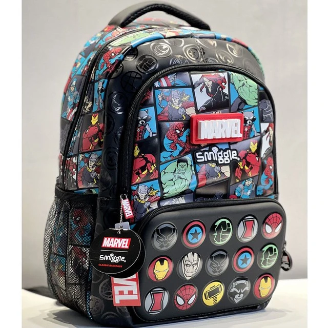 Kuber Industries Marvel Avengers School Bag|3 Compartment Rexine School  Bagpack|School Bag for Kids|School Bags for Girls with Zipper Closure (Gray)