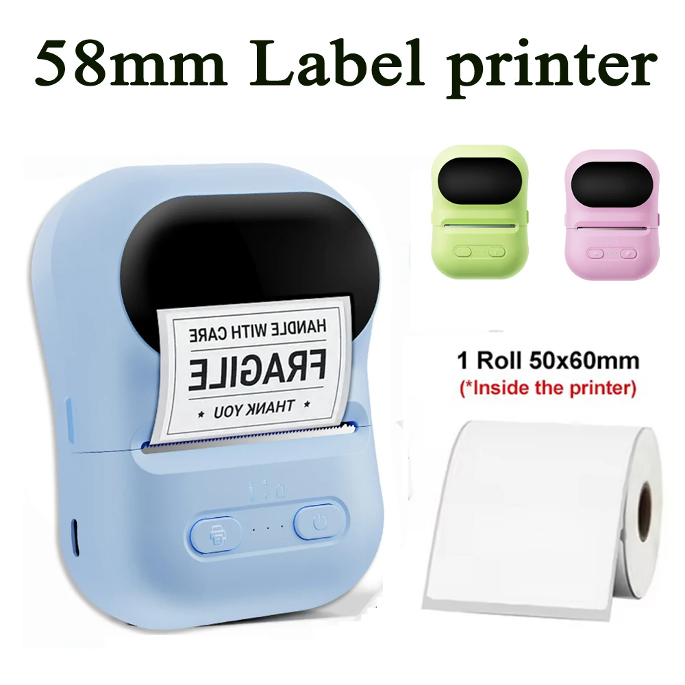 58mm 라벨 프린터 휴대용 블루투스 포터블 2인치 프린터 (베이커리, 소매점, 선물 가격표용) 미니 감열 프린터