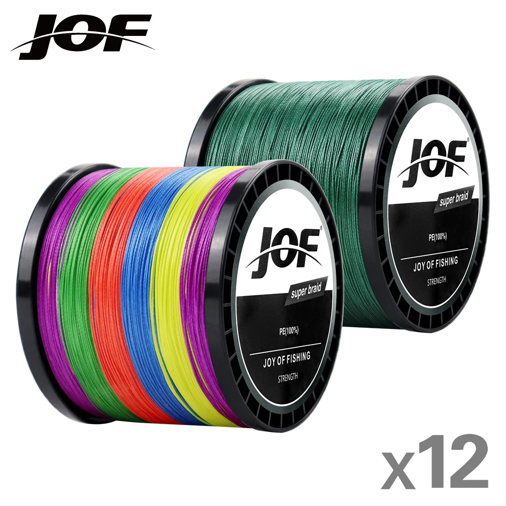 JOF X12 Braided Fishing Line fishing line fishing tackle 300/500/1000M 33-149.9lb Multifilament PE Wire Spinning Casting Carp Bass Fishing Tackle Line