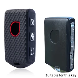 Silicone Car Key Cover Case with Keychain - Protective Shell Skin and Accessories (Black)