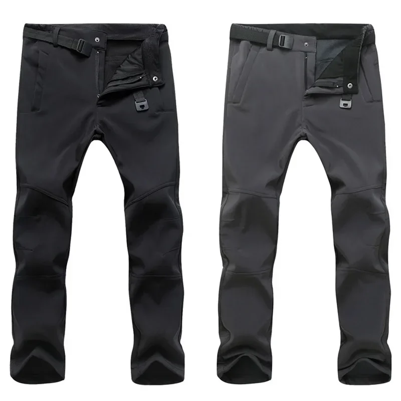 Skiing Pants Winter Men Hiking Camping Outdoor Soft Shell Warm Waterproof Fleece Windproof Walking Trekking