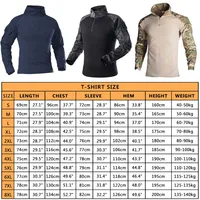 Men's Long Sleeve Combat Shirt 1/4 Zipper Ripstop Cotton Tactical Shirts Camoufalge Airsoft T Shirts Wear Resistant 2