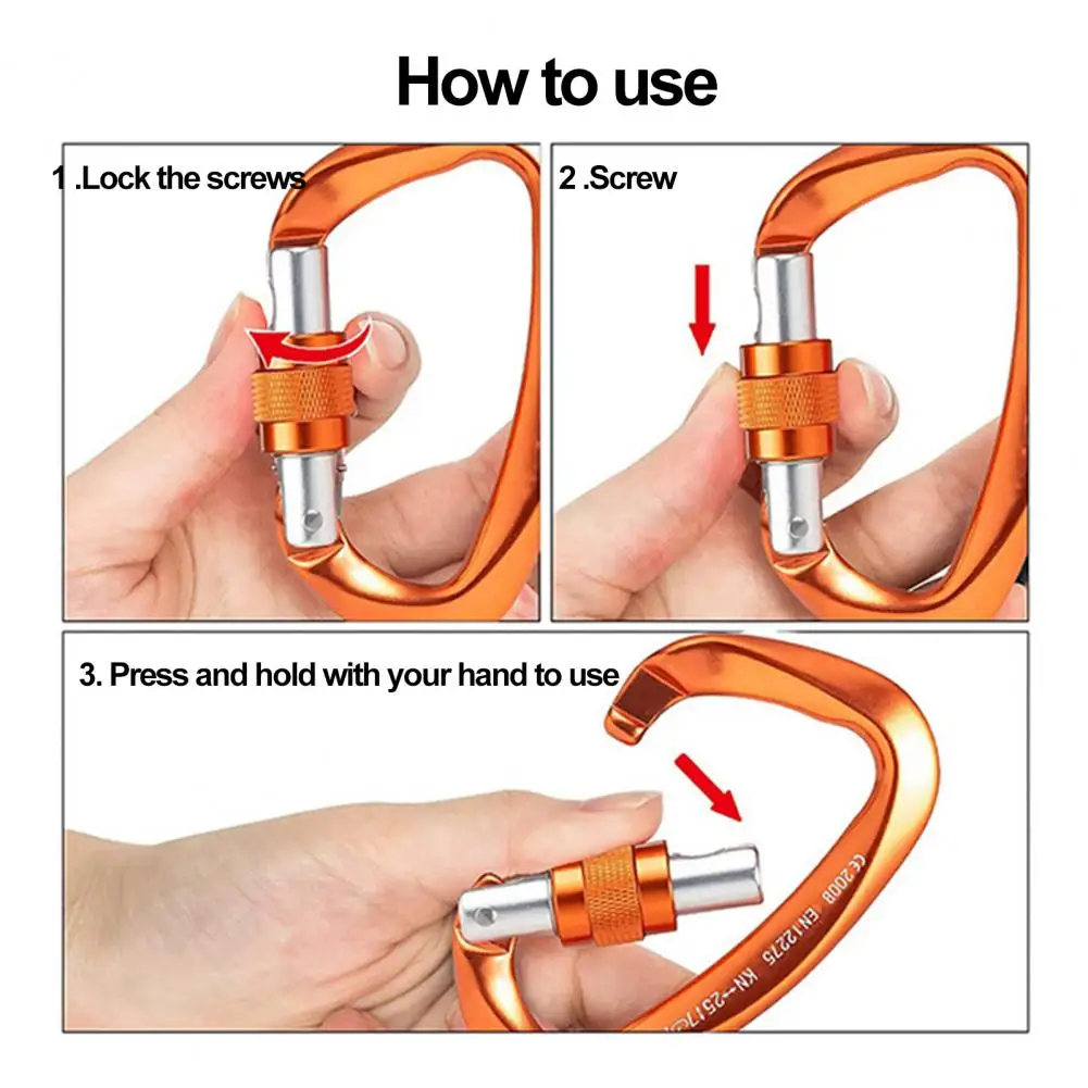 

Карманный карабин сверхмощный 25kn альпинистский карабин винтовой замок авиационный алюминий D-образное кольцо для наружного освещения
