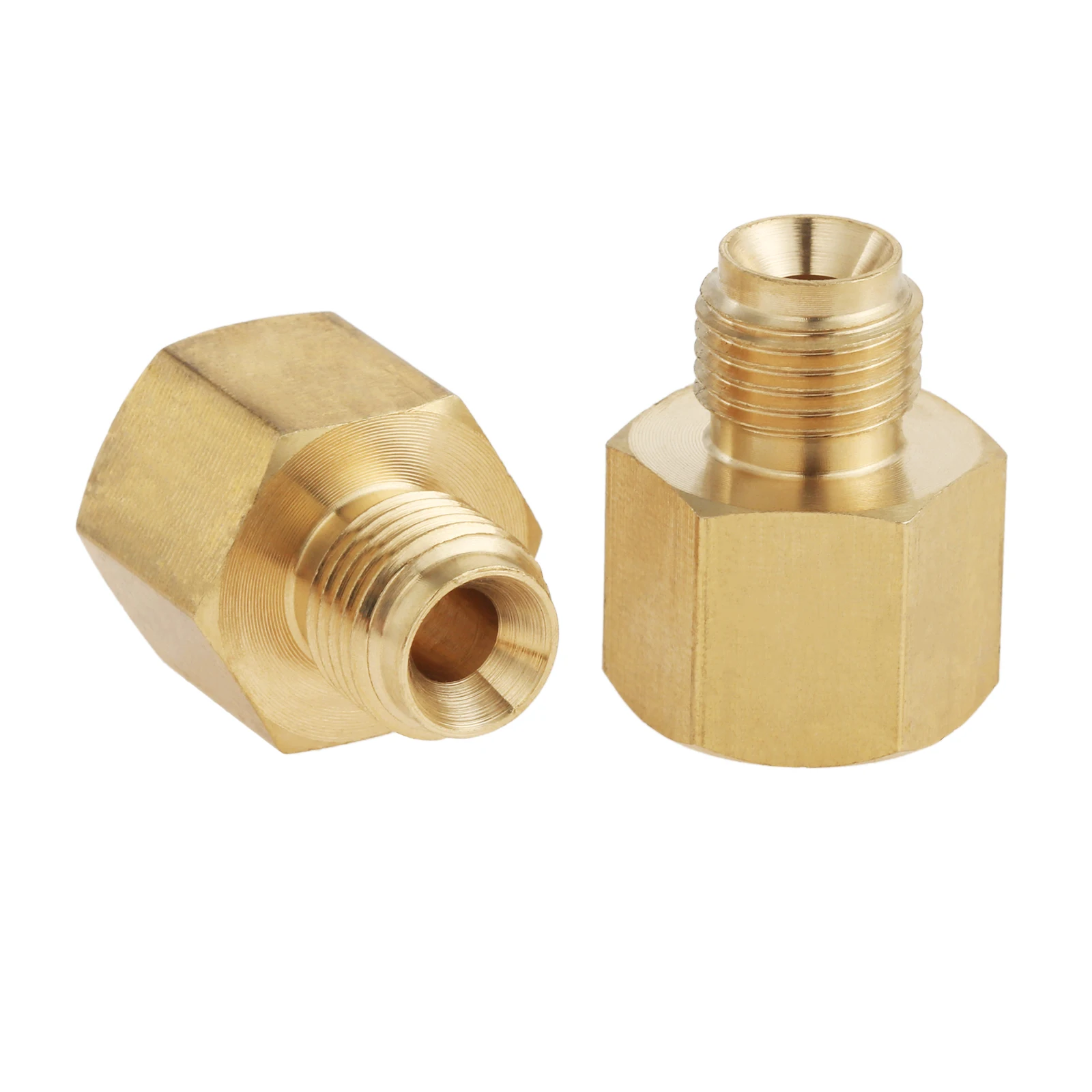 2pcs RV Propane Hose Adapter 1/4" Female Pipe NPT x 1/4" Inverted Male Flare（7/16-24UNF）for Propane Lines