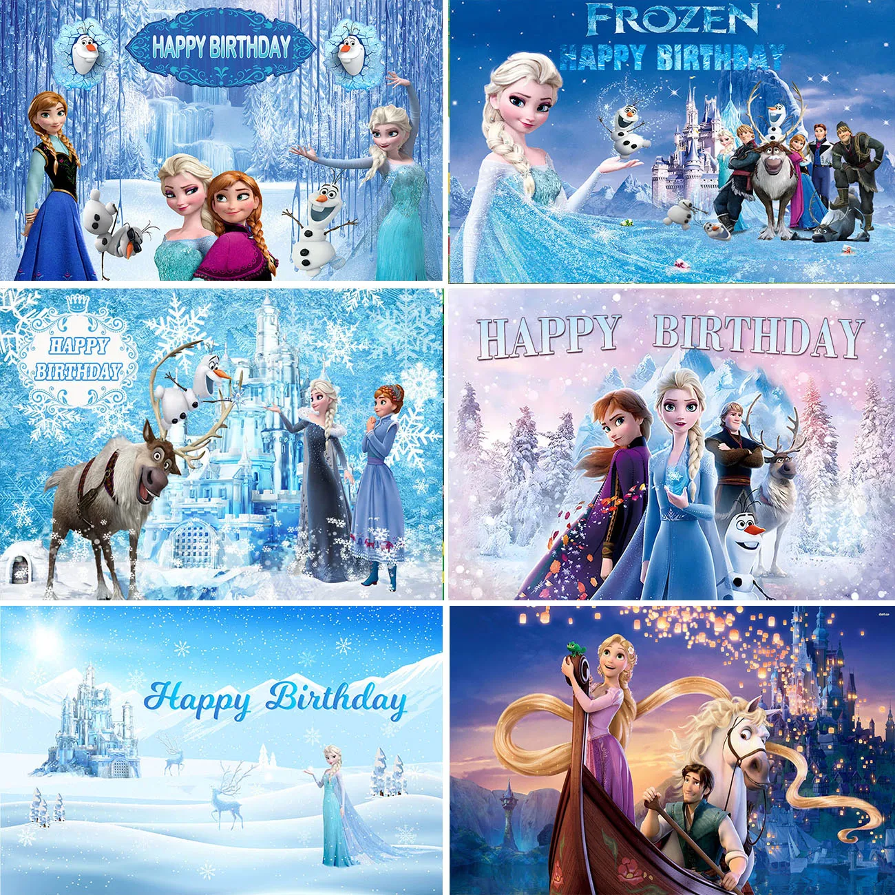 Toiles de fond Anniversaire Disney Frozen et Raiponce