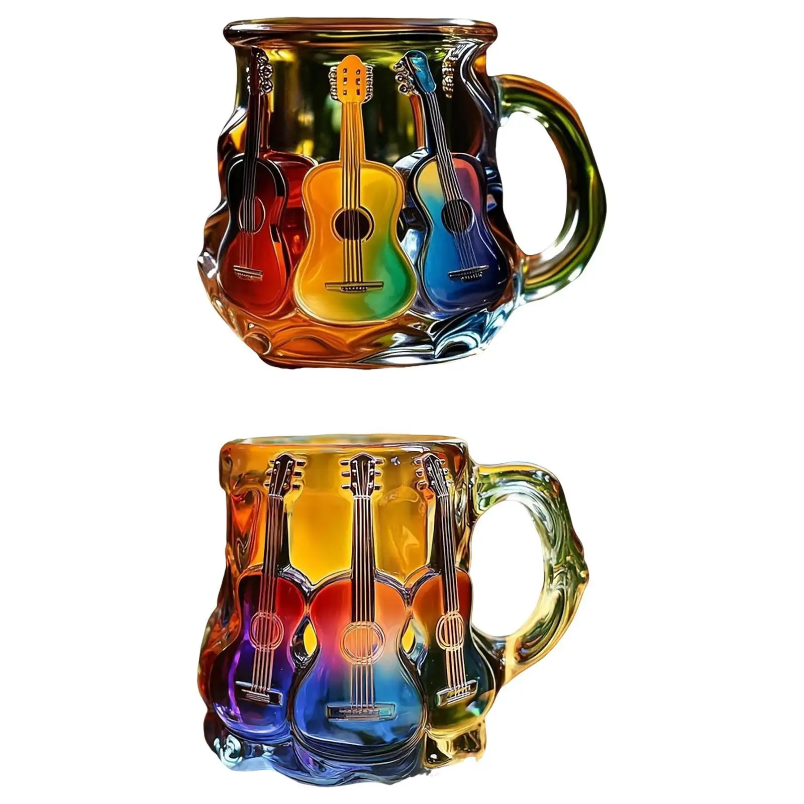 Guitar Coffee Mug Music Themed Lightweight Unique Multifunctional Coffee Cup for Office Living Room Shelf Studio Guitars Lovers