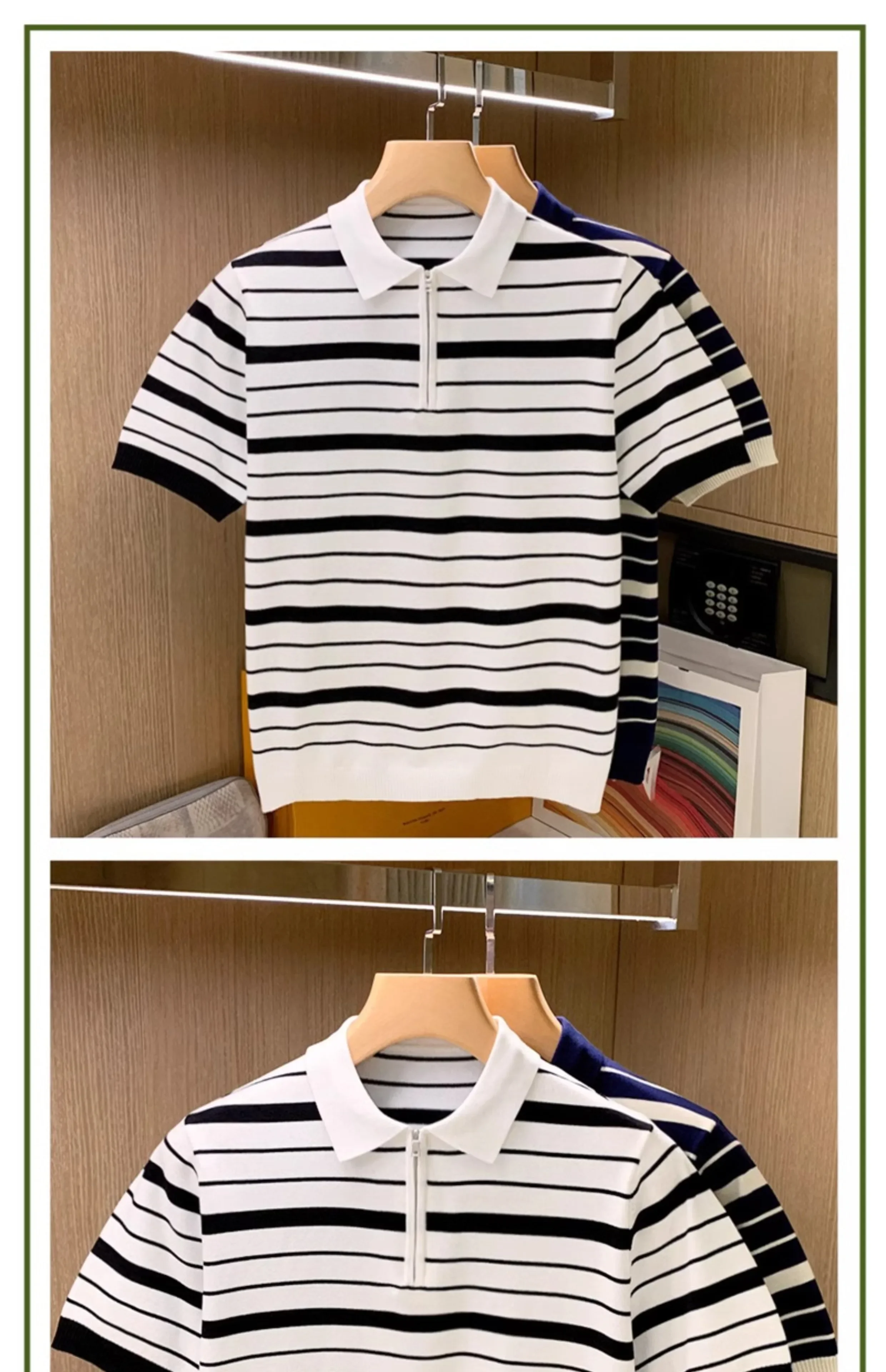 Description Picture 5 of itemTop Grade 2024 New Fashion Brand Designer Luxury Stripe Mens Polo Shirts Regular Fit Casual Short Sleeve Tops Mens Clothing W36