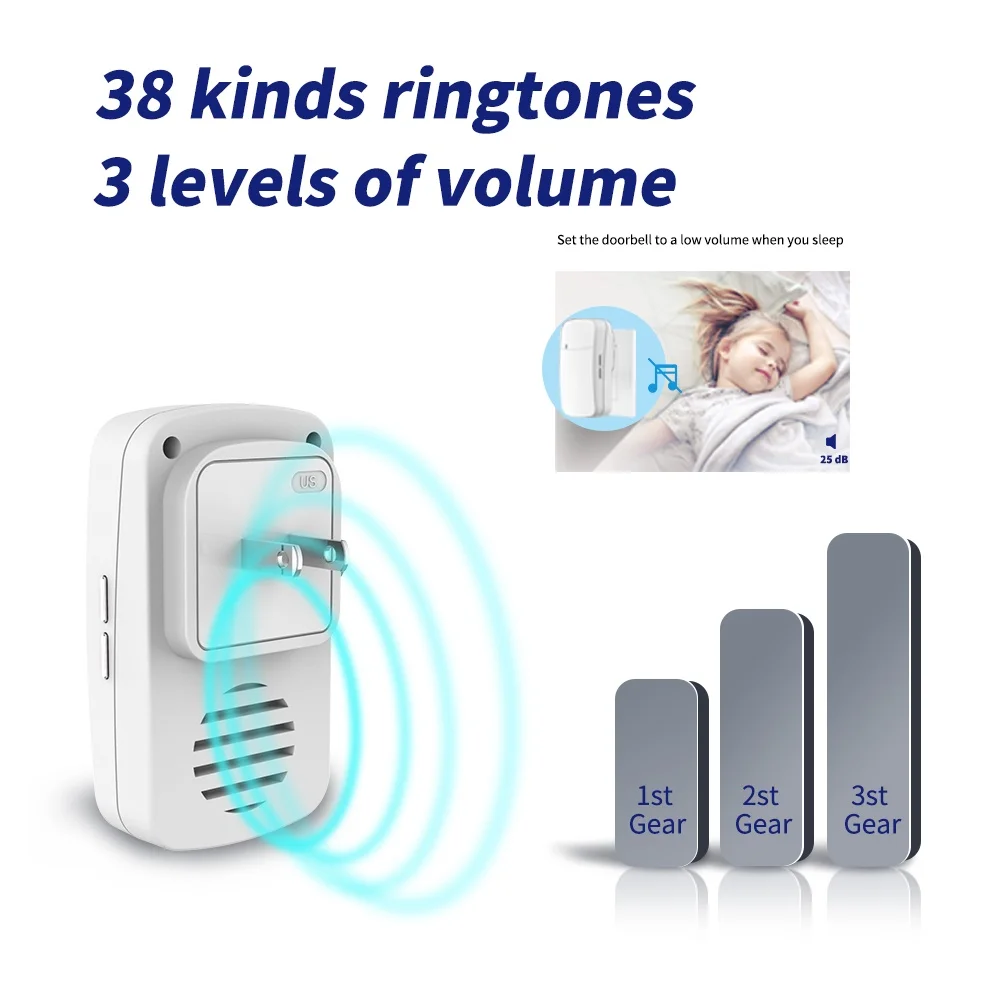 Wireless Doorbell Outdoor Wireless Door bell Chime Kit 300M Remote Control Home Welcome My Melody Ring