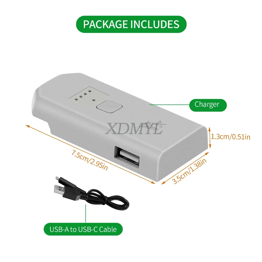 Chargeur hub batterie drone 5V/3A charge rapide 5 min, face avant avec indicateurs LED et logo