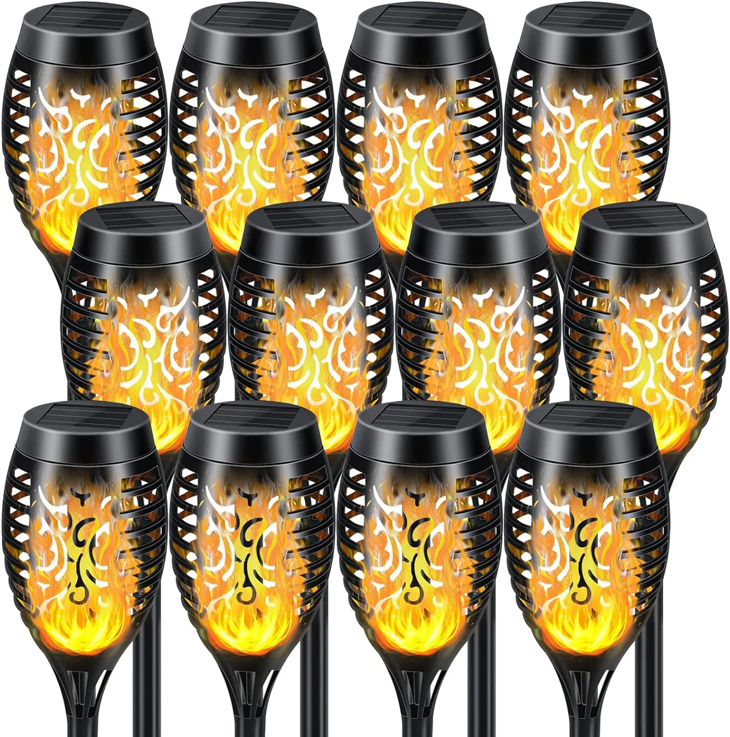 12LED Tiki Flickering Torch Solar Lights Waterproof Outdoor Mini Solar Flame Lights for Garden Patio Yard Pathway Decoration solar lights