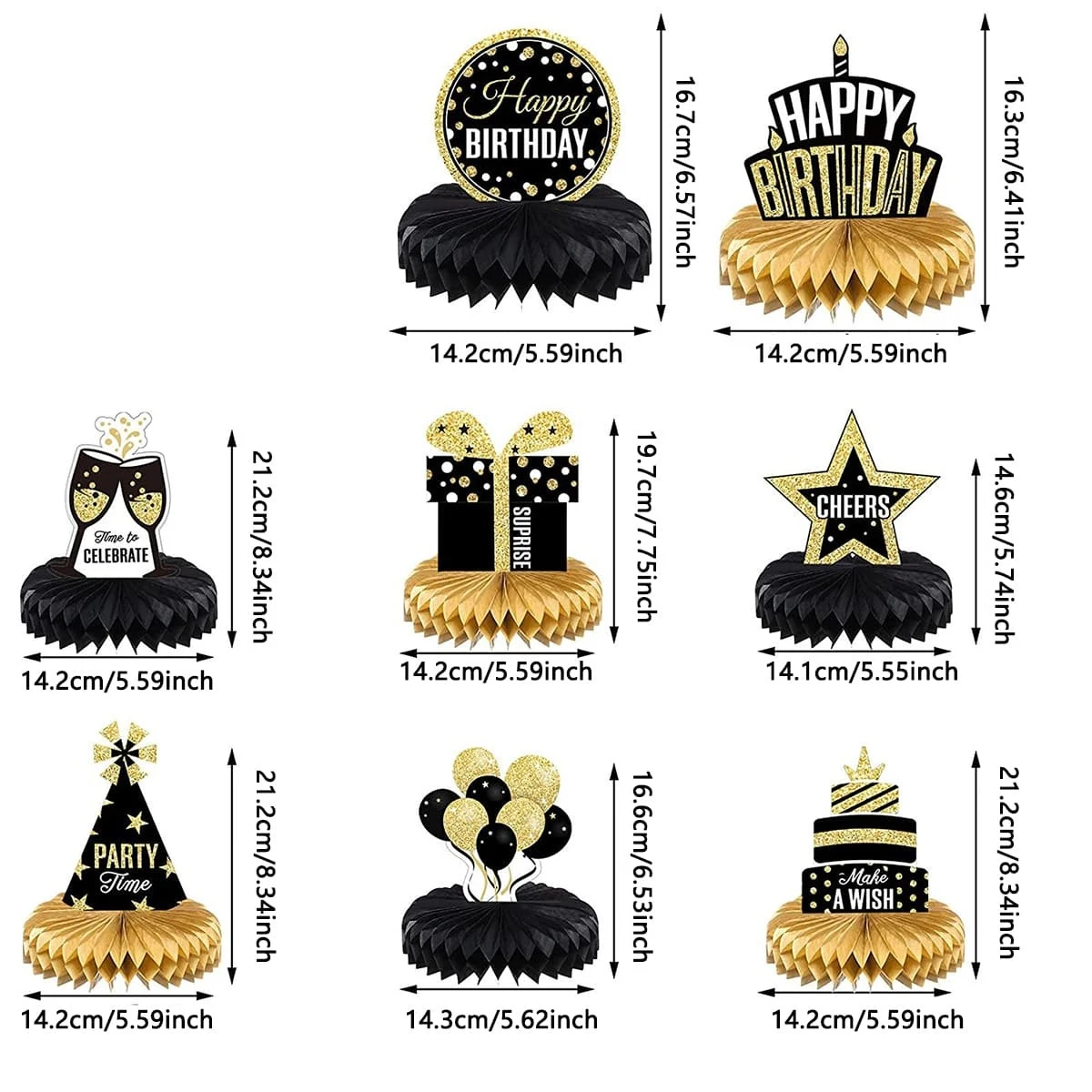 8 Piece Honeycomb Decorations Set