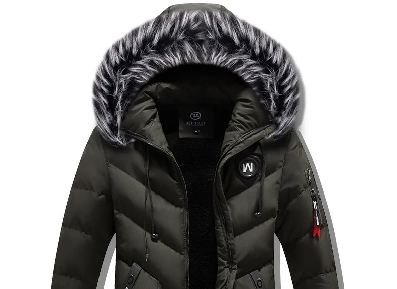 Description Picture 6 of itemMen Windproof Jacket Coats Mens Autumn Winter Long Thickened Warm White Hooded Jacket Parkas Multi Pockets Padded Overcoat Male