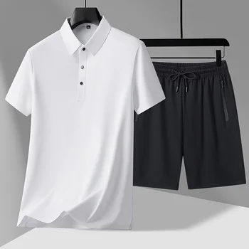 Polo + pantaloncini 2024 estate nuovo stile moda abbigliamento sportivo set Casual da uomo camicie e pantaloncini moda maschile full size M-4XL