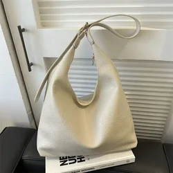 Chic Oversized Leather Tote Bag - 2024 Trend High - Capacity Women's Handbag - 33cmx26cmx13cm (Beige)