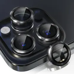 Sleek Titanium Gray Camera Lens Protector Cover - Premium Phone Accessory - iPhone 15 Plus (Black)