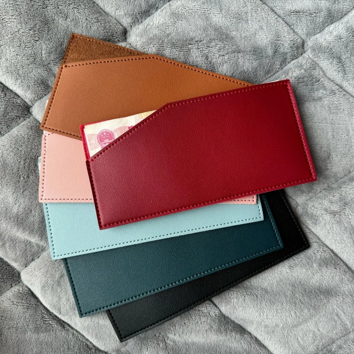 New Envelope Wallet PU Leather Coin Purse Outdoor Portable Money Pouch Women Men Pocket Bag Coin Purse Clutch Bag Card Holder