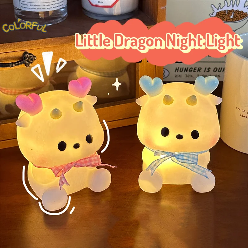 

2024 Cartoon Dragon Night Light Year Of The Dragon Led Night Lamp With Gift Bag Children Kid Bedroom Decoration Gift