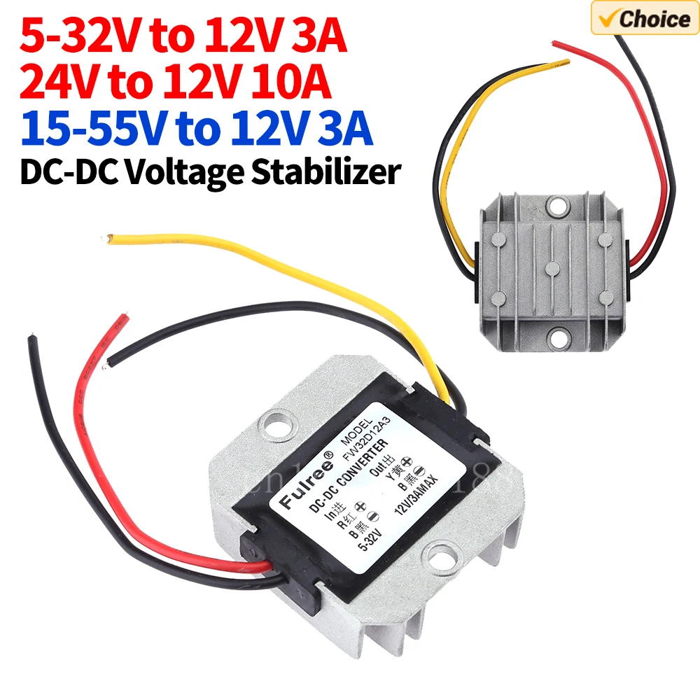 DC-DC 5-32V to 12V 3A Automatic Voltage Stabilizer Power Converter Regulator Intelligent Boost Depressurization Heat Dissipation