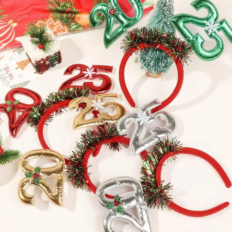 Christmas Headband Xmas Elk Horn Bell Sequin Christmas Hair Band Happy New Year Photo Props Merry Decor Gifts for Kids