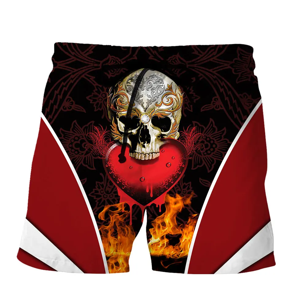 SONSPEE 2022 Fashion Street Personality Unisex Shorts 3D Print Hell Demon Monster Skull Short Pants Casual Loose Sports Scanties