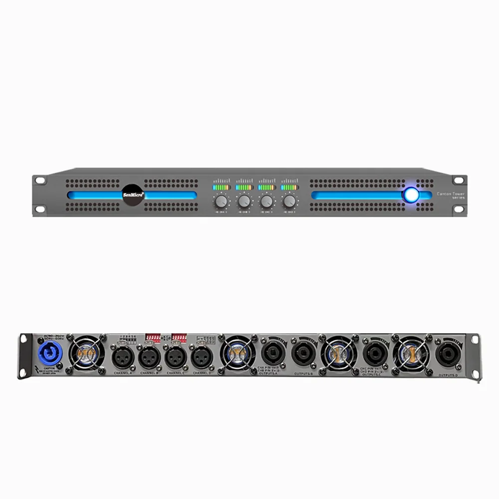 SenMicre CT4.20 전문 디지털 파워 앰프 4채널 4X2000W 8옴 1U 라인 어레이 스피커 앰프 DJ 서브우퍼 앰프