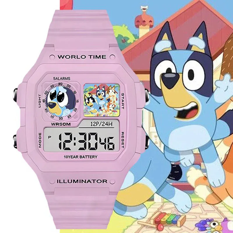 Anime Bluey Cartoon Watch Cute Kids Student Waterproof Wear Resistant Shockproof Kawaii Accessories Electronic Watch Toys Gift 2