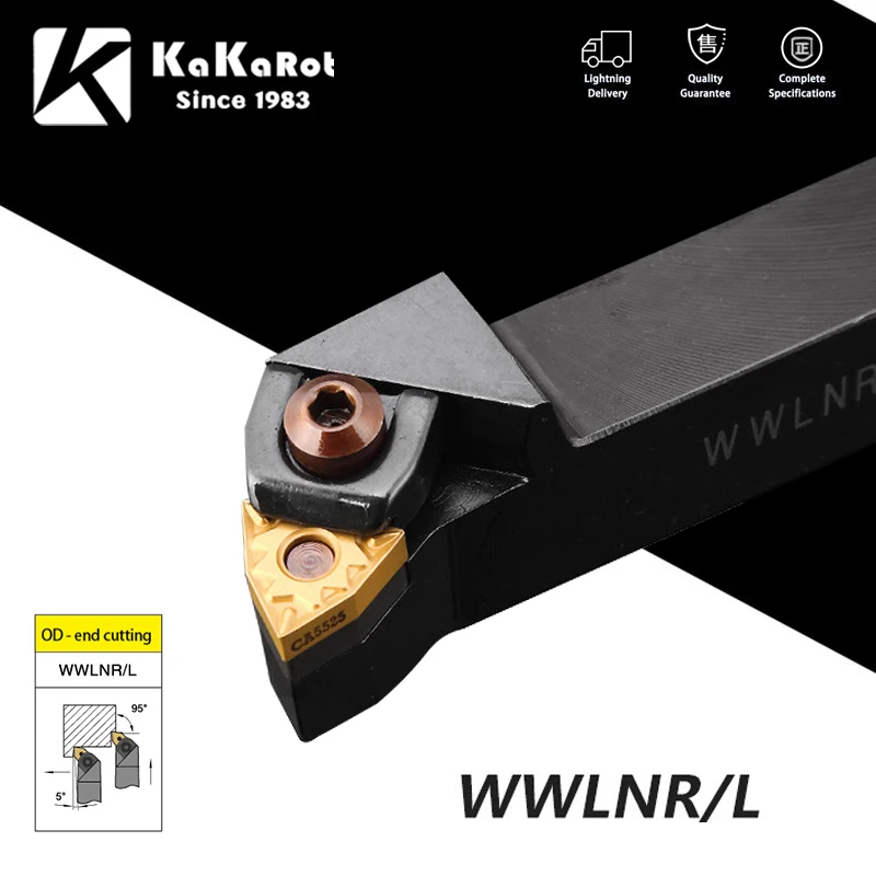 KaKarot WWLNR External Turning Tool Holder WNMG Carbide Inserts WWLNR Lathe Bar CNC Cutting Tools Set