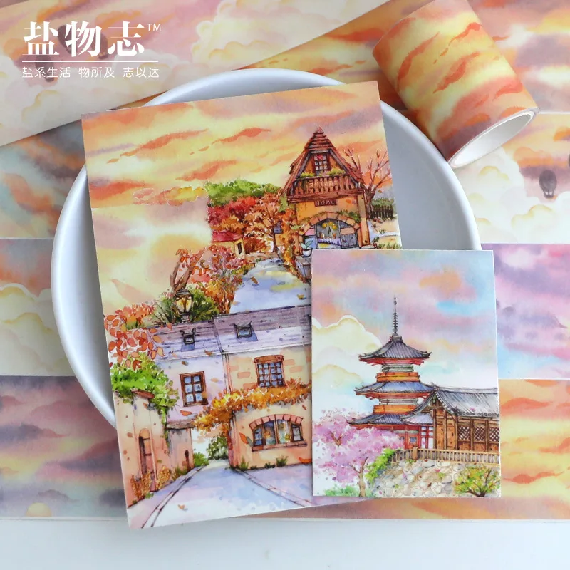 5cm*5m 판타지 스카이 클라우드 특수 잉크 와시 테이프 스크랩북킹 DIY 배경 재료 마스킹 테이프 문구류
