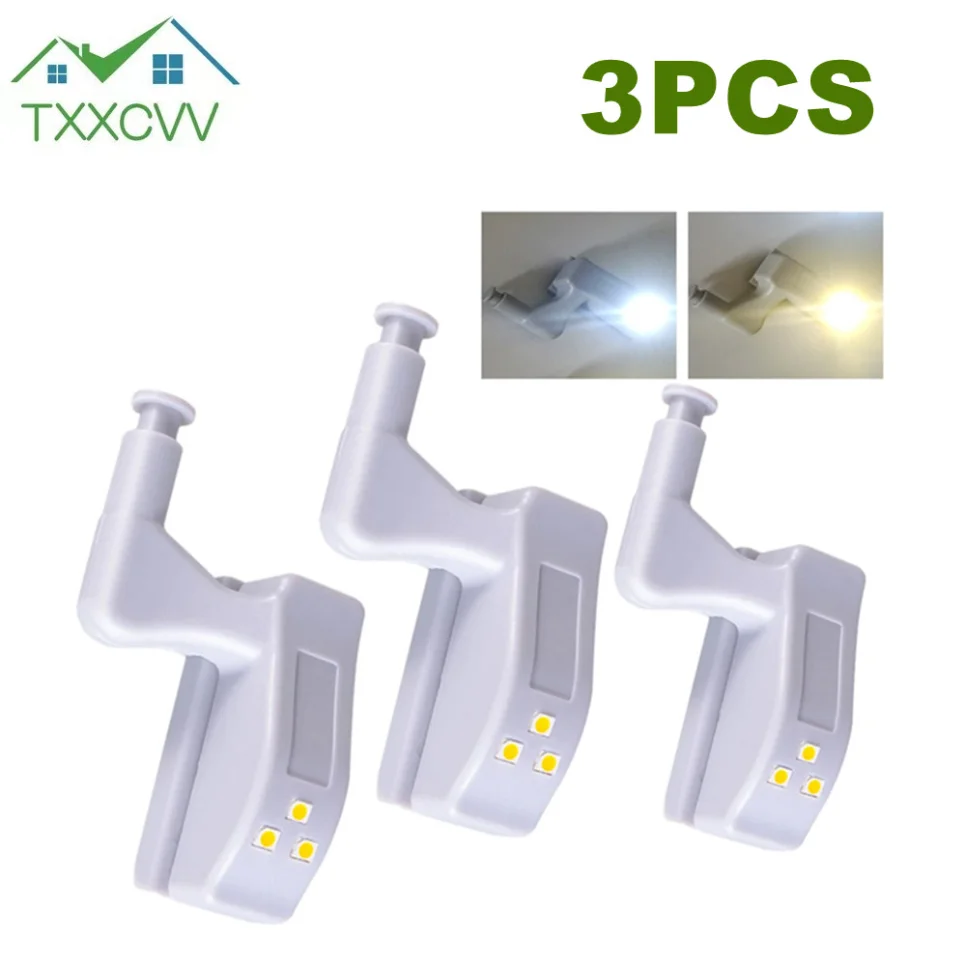 3/PCS LED Under Cabinet Light Universal Wardrobe Light Sensor Armario Inner Hinge Lamp For Cupboard Closet Kitchen Night Lam
