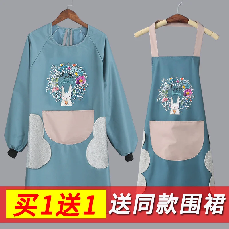 

Long sleeved apron, female household kitchen, oily coverall, adult cooking, apron, cartoon, cute