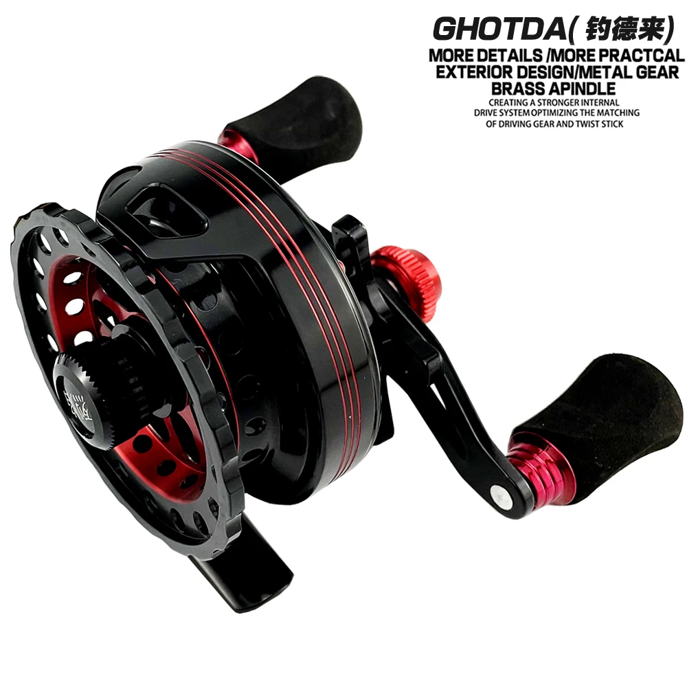 

GHOTDA Winter Fishing Reel 2.8:1 All Metal Max Drag: 10 KG Upgrade Base Fly Wheel for Trout Pike Ice Fishing Tackle