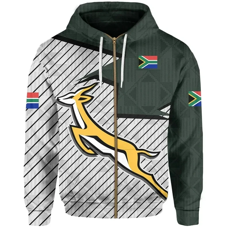 thumbnail image 1 of Sudadera con capucha con estampado 3D de la bandera de Sudáfrica para hombre, chaqueta informal de manga larga con cremallera, sudadera deportiva para hombres y mujeres, jerséis con capucha, 1 of 5