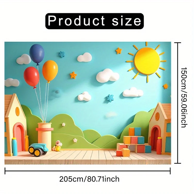 Ein lebendiges Hintergrundbanner für Klassenzimmer und Spielplatz – aus strapazierfähigem Polyester, perfekt für Geburtstage und Jubiläen – Detail 3
