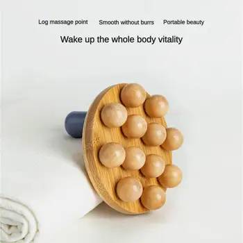 비즈 핸드 헬드 구아샤 마사지 브러시, 천연 나무 허리 다리 바디 자오선 스크래핑 스파 테라피, 안티 셀룰라이트 이완 도구