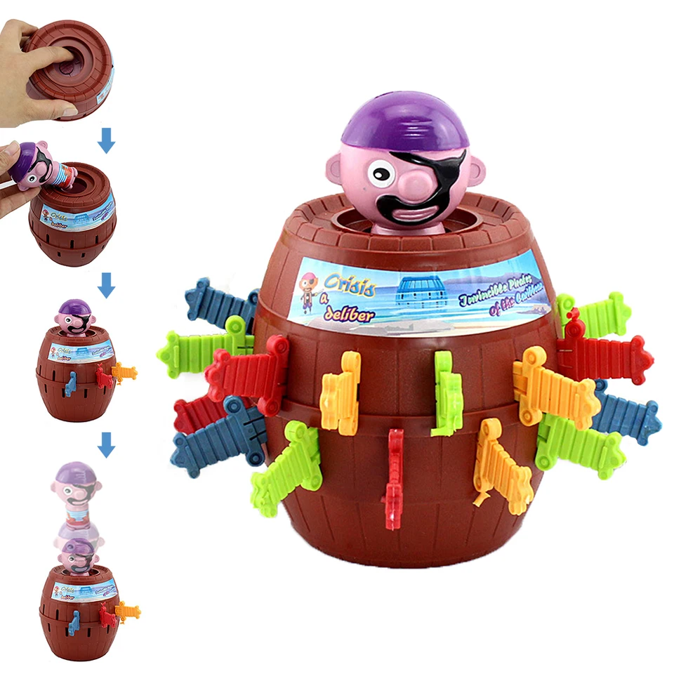 Truque Toy Grande Pirata Barril Tio Espada-Impulso Barril Toy Board Jogo  Festa Paródia Brinquedo Pequeno - AliExpress
