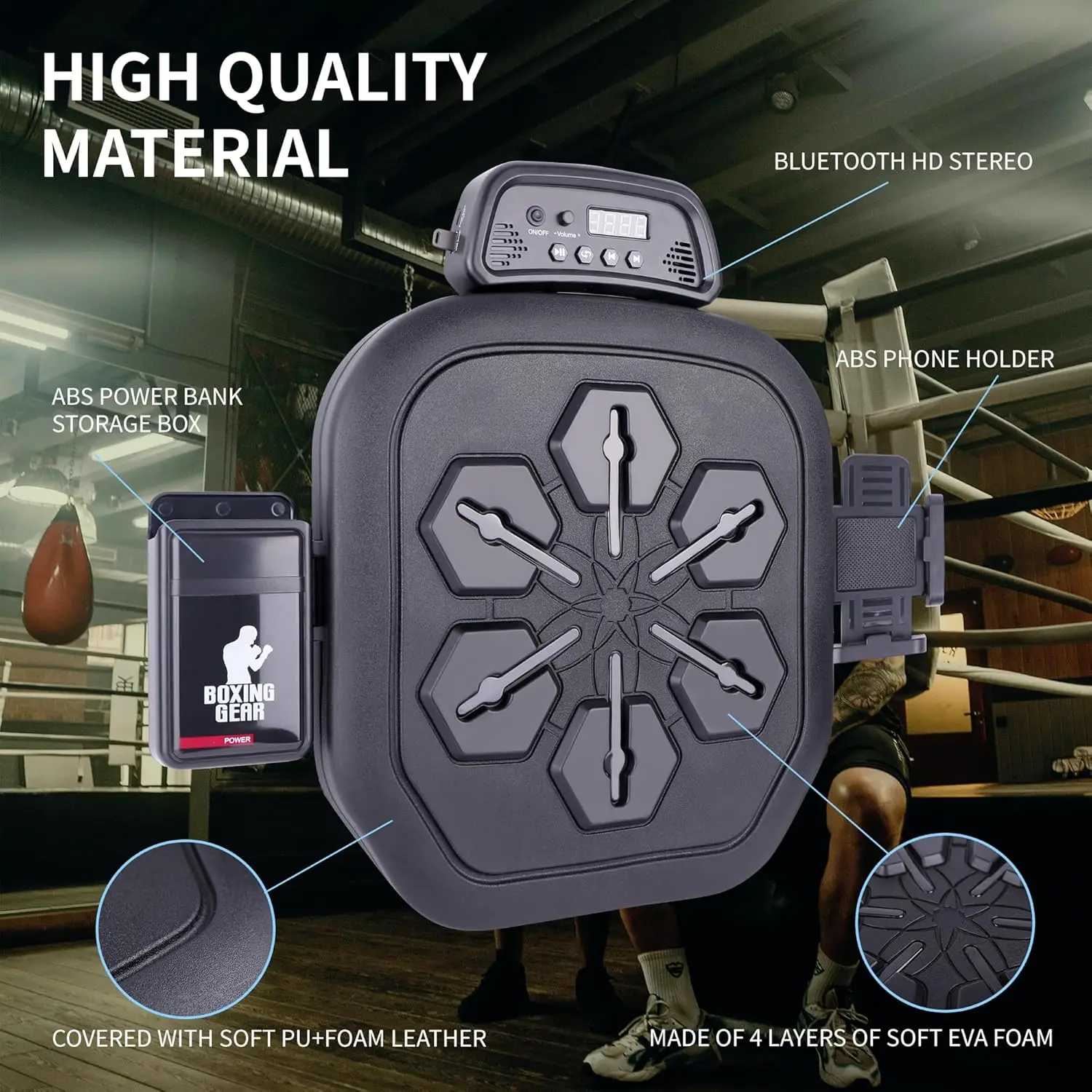 Versatile Music Boxing Machine Smart Bluetooth Wall Mounted Music Boxing Trainer Gym Home Electronic Punching Equipment