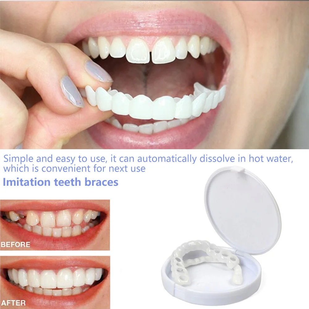 Silicone Fake Teeth silicon teeth dentures Upper False Fake Tooth Cover Teeth Fake Tooth Cover Denture Care Oral Care Whitening